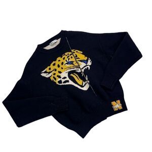 Nervure Letterman Jaguar Never Follow Acrylic Feelings Crewneck Sweater